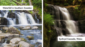 Waterfalls in Sweden and Wales