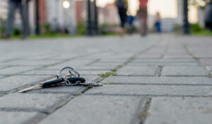 The,Lost,Bunch,Of,Keys,,Lies,On,The,Asphalted,Sidewalk